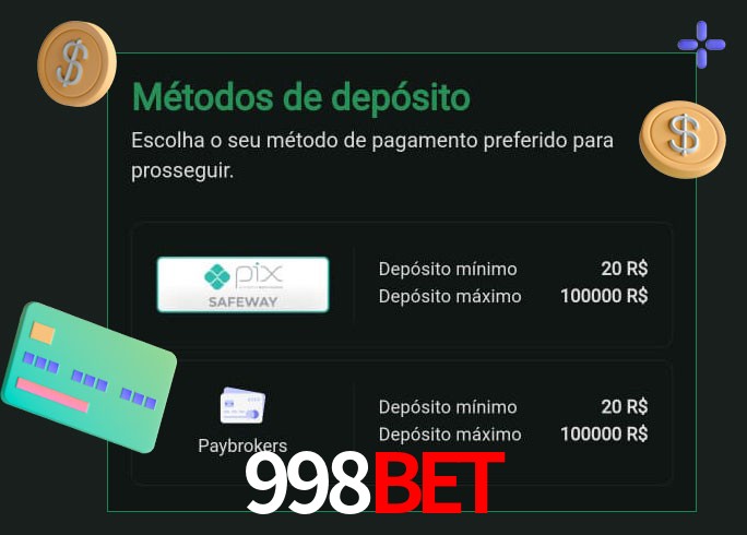 O cassino 998Bet oferece uma grande variedade de métodos de pagamento